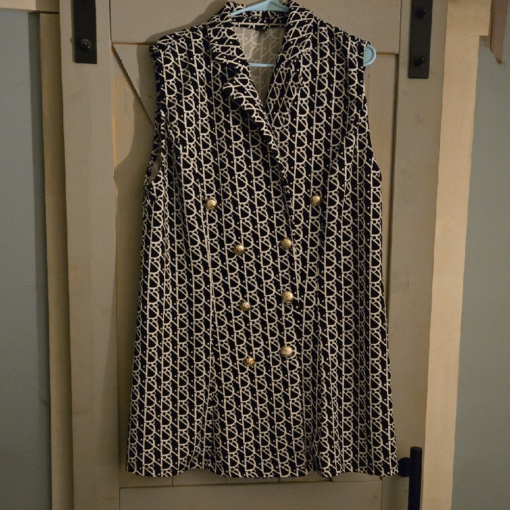 SHEIN Monochrome Geometric Vest